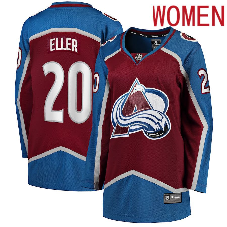 Women Colorado Avalanche 20 Lars Eller Fanatics Branded Burgundy Home Breakaway NHL Jersey